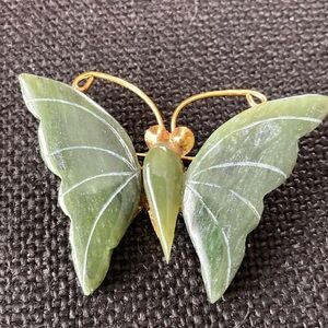Vintage Jade Butterfly Brooch